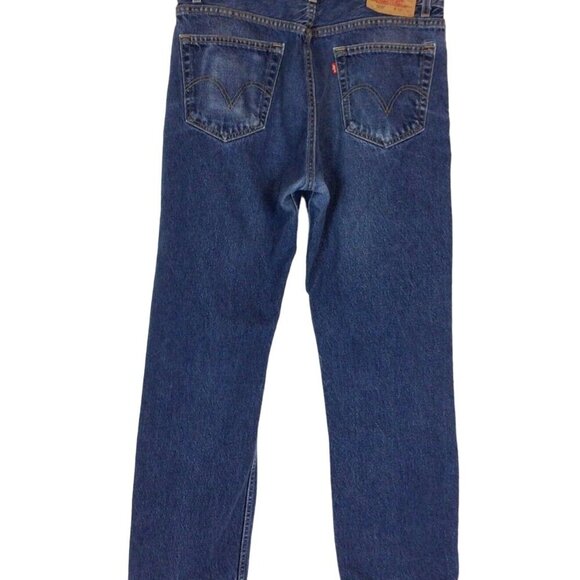Levis 505 Mens Regular Fit Jeans 36x30 Medium Blue Distressed Denim USA - Picture 4 of 12